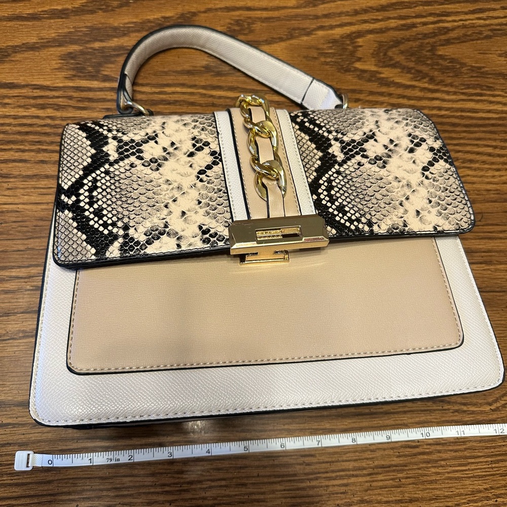 Aldo Tan/Cream Animal Print Purse, Gently Used